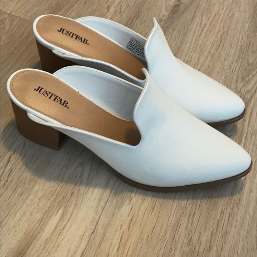 JustFab White Mules 7.5
